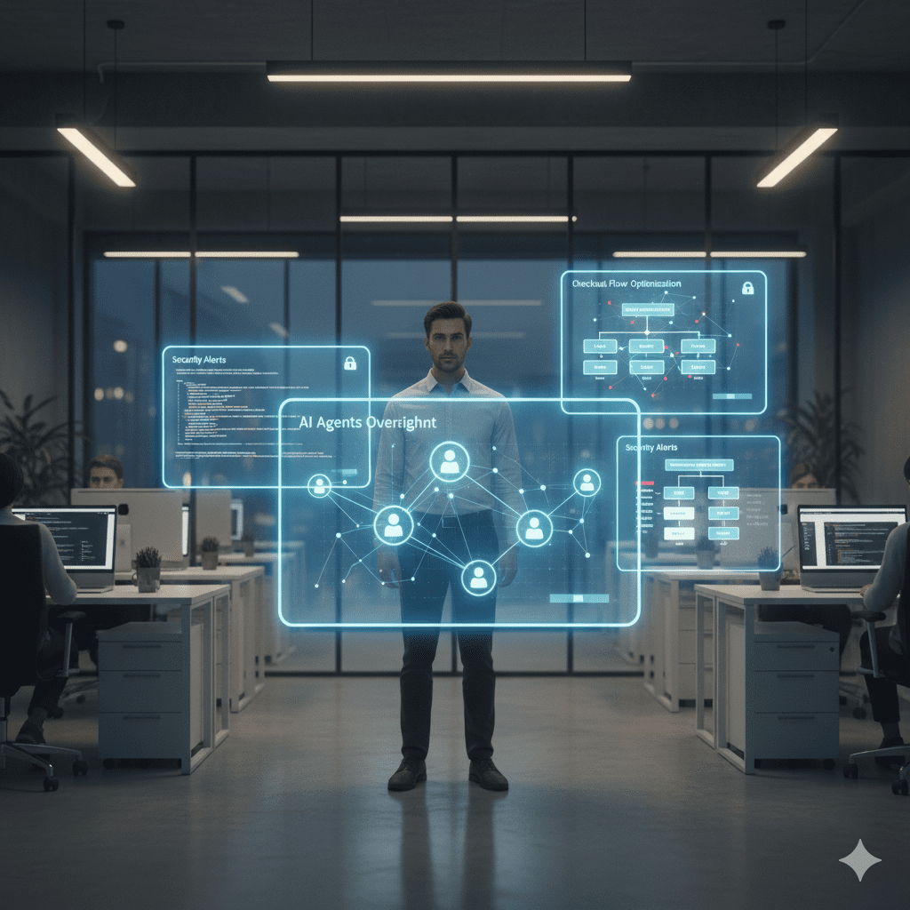 Strategic view of agent commerce challenges, integration legacy systems, fraud prevention agents.