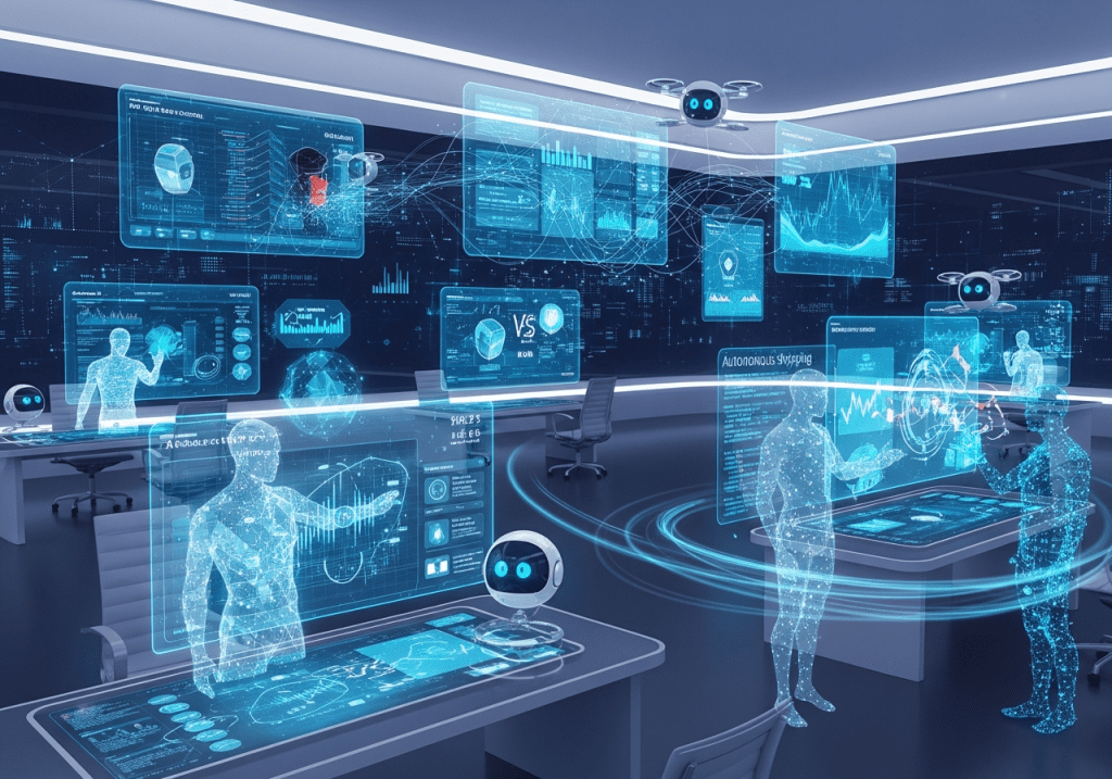 Futuristic mood scene representing the transformation of retail through agent-driven commerce.